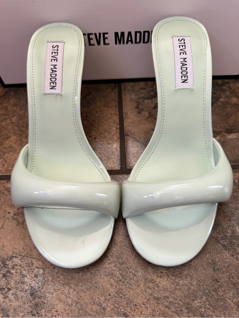 Steve Madden Mint Green Patent Slide Heels